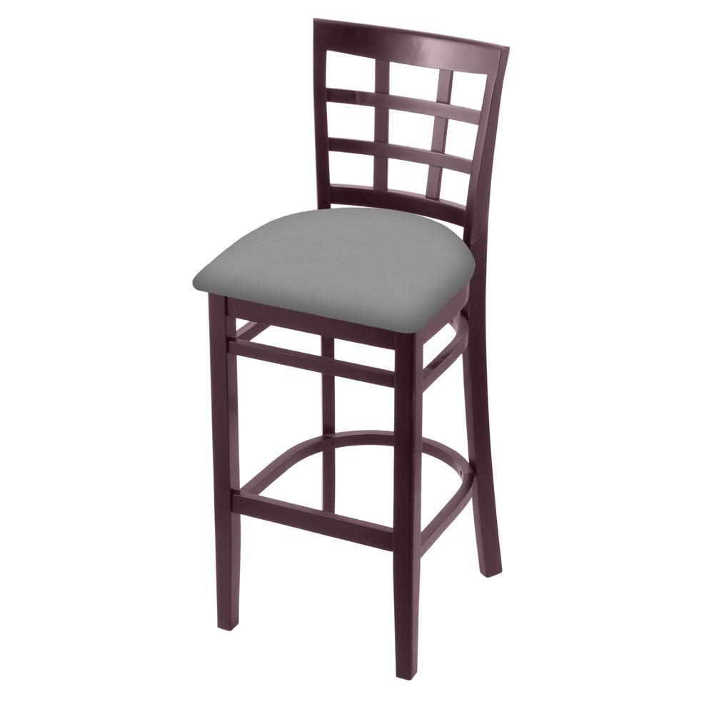 3130 30" Bar Stool with Dark Cherry Finish and Canter Folkstone Grey Seat. The main picture.