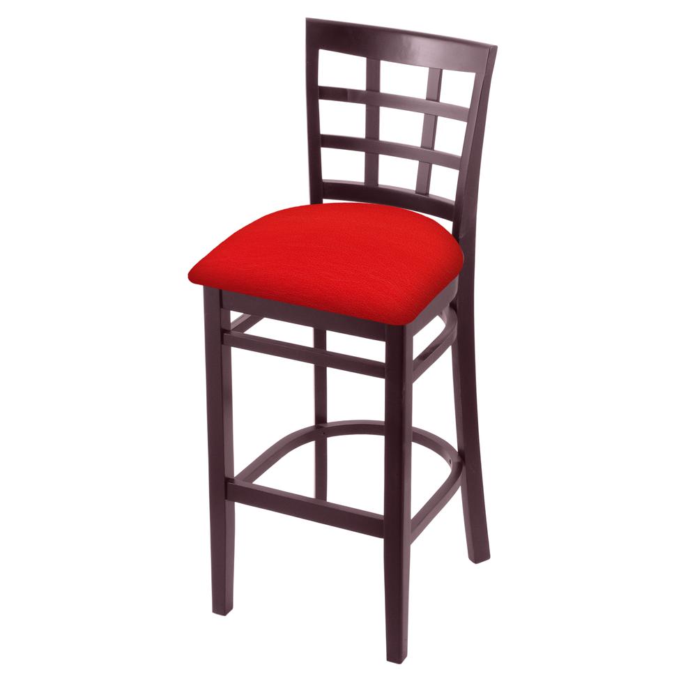3130 30" Bar Stool with Dark Cherry Finish and Canter Red Seat. Picture 1