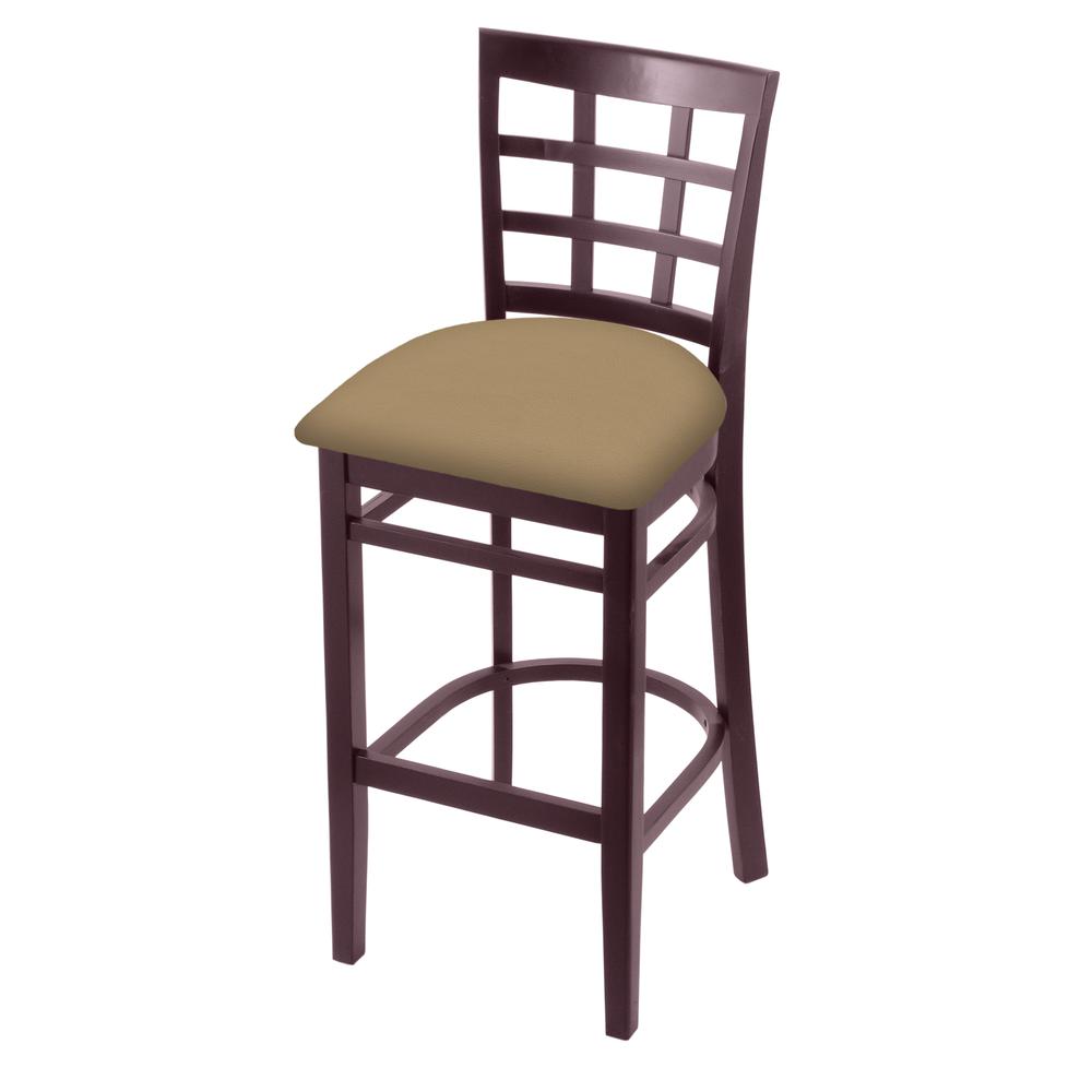 3130 30" Bar Stool with Dark Cherry Finish and Canter Sand Seat. Picture 1