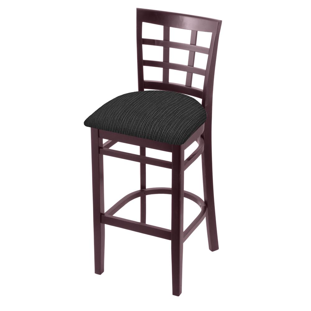 3130 30" Bar Stool with Dark Cherry Finish and Graph Coal Seat. Picture 1