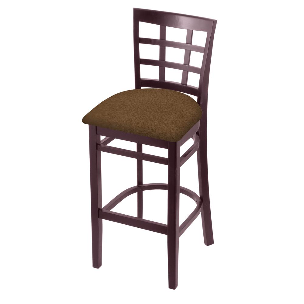 3130 30" Bar Stool with Dark Cherry Finish and Rein Thatch Seat. Picture 1