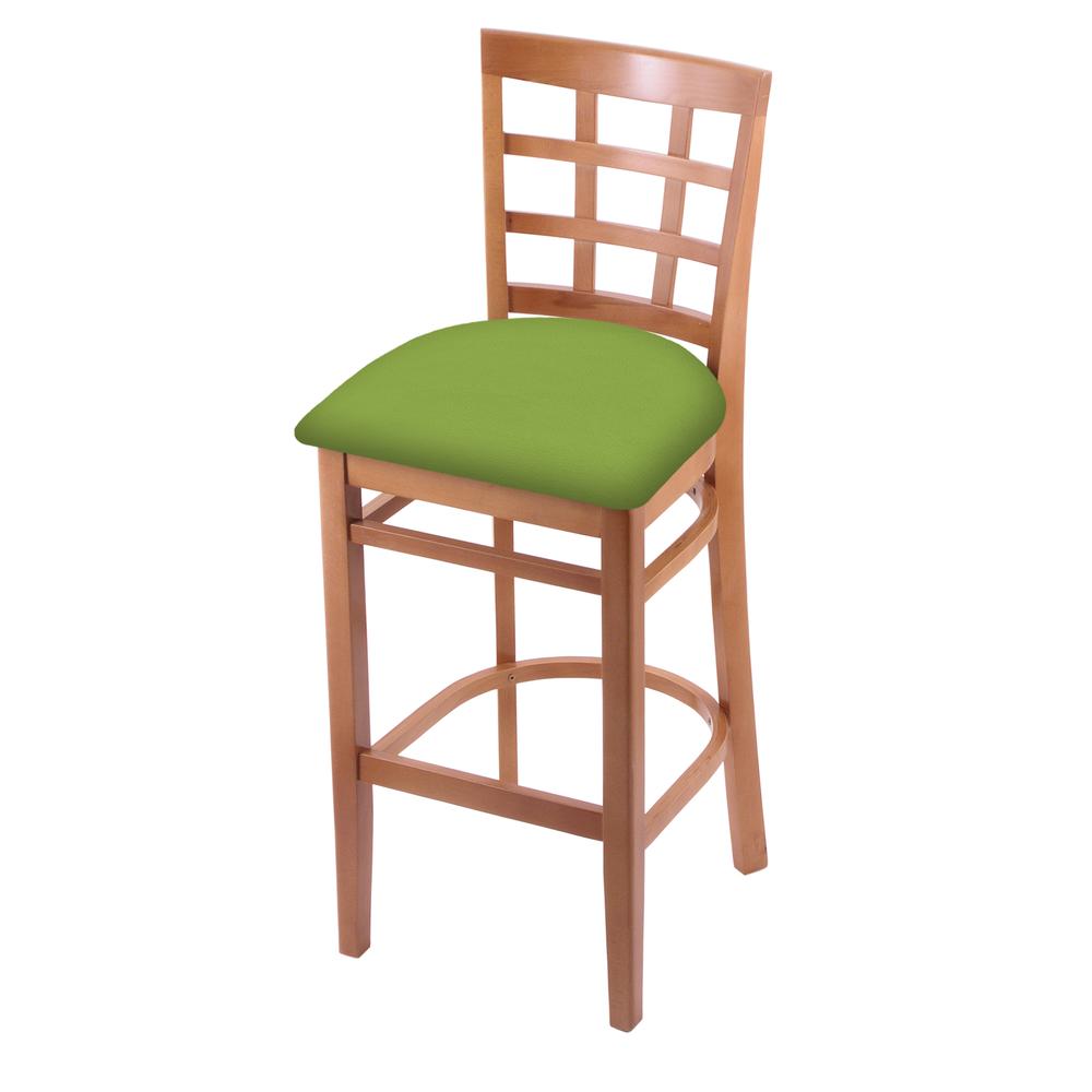 3130 30" Bar Stool with Medium Finish and Canter Kiwi Green Seat. Picture 1