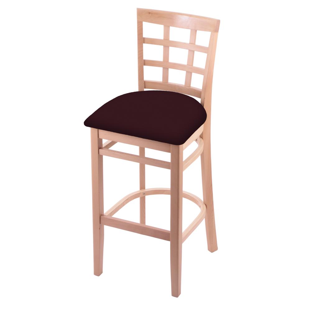 3130 30" Bar Stool with Natural Finish and Canter Bordeaux Seat. Picture 1
