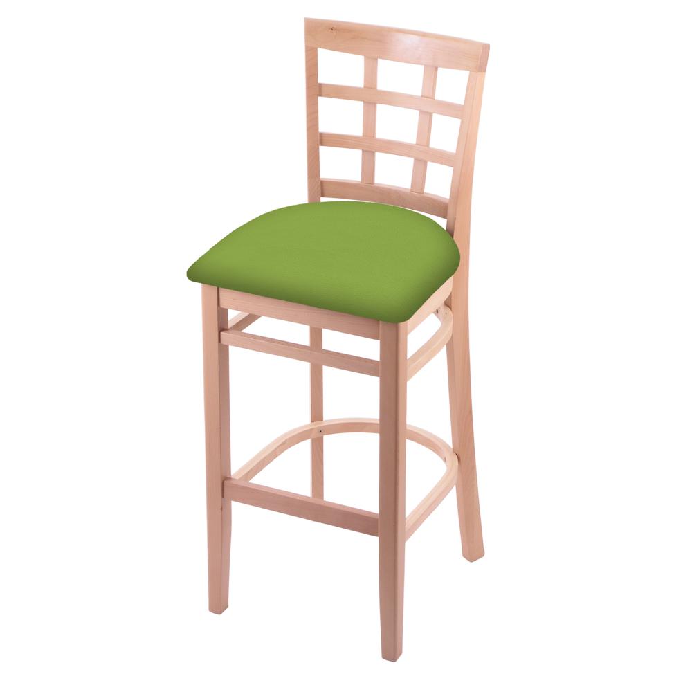 3130 30" Bar Stool with Natural Finish and Canter Kiwi Green Seat. Picture 1