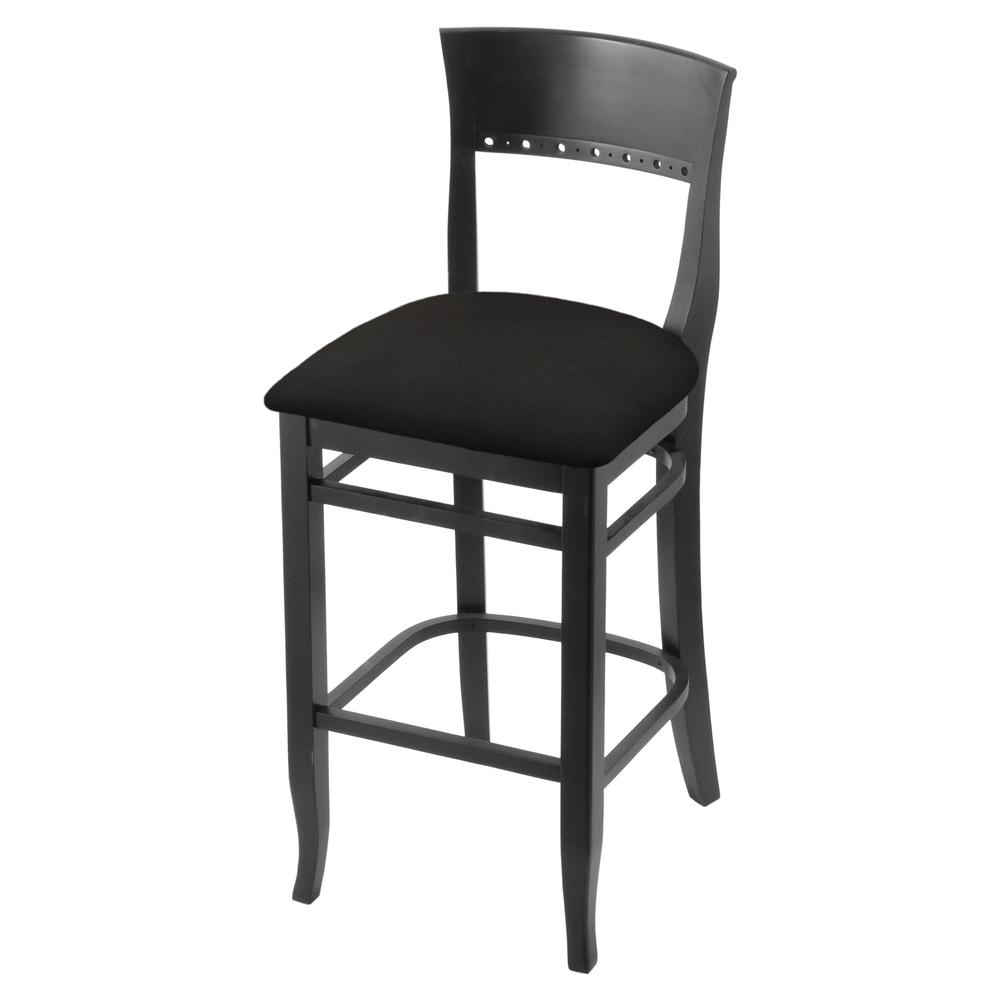 3160 30" Bar Stool with Black Finish and Canter Espresso Seat. Picture 1