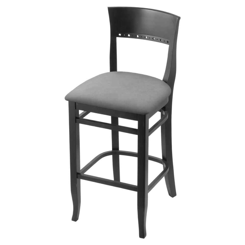 3160 30" Bar Stool with Black Finish and Canter Folkstone Grey Seat. Picture 1
