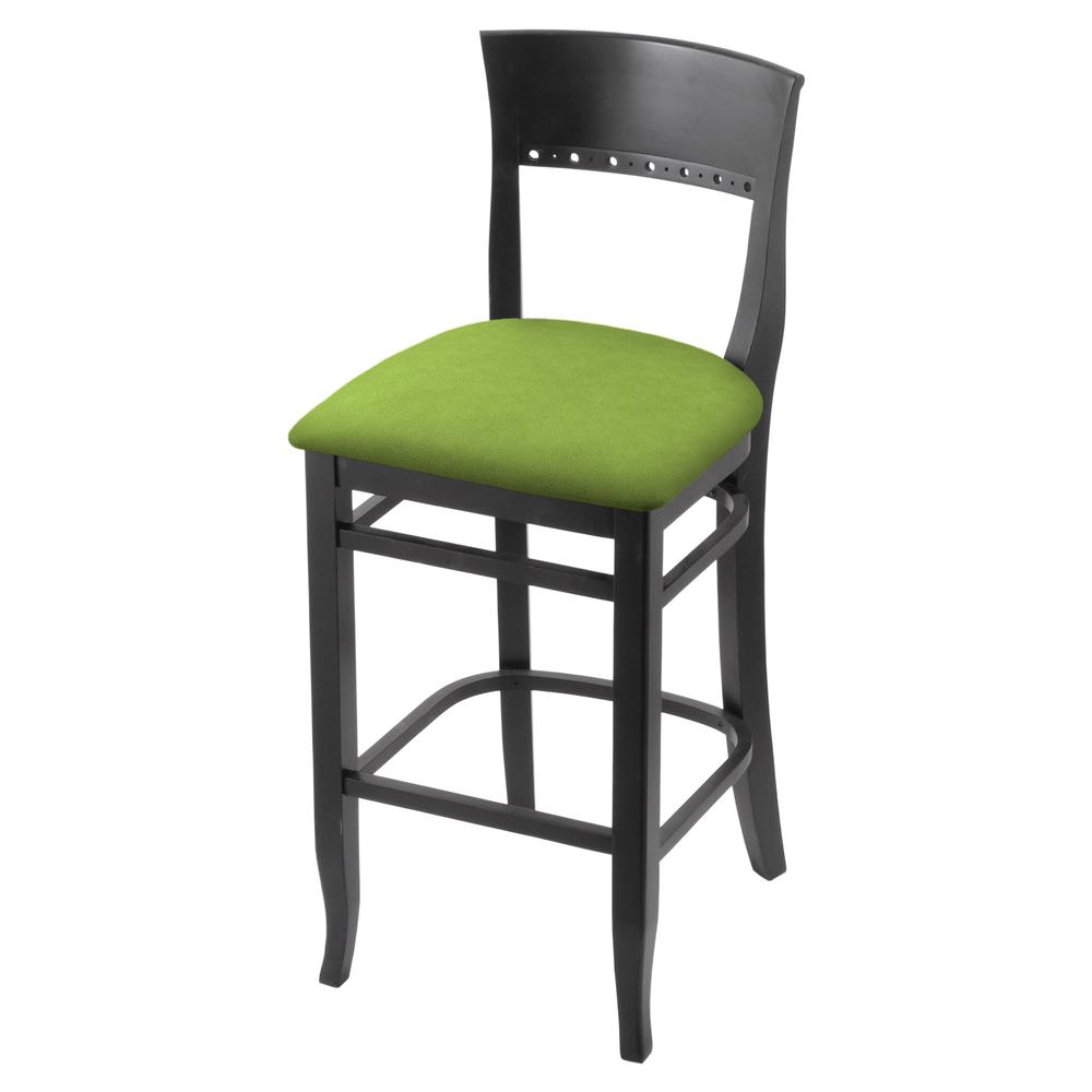 3160 30" Bar Stool with Black Finish and Canter Kiwi Green Seat. Picture 1