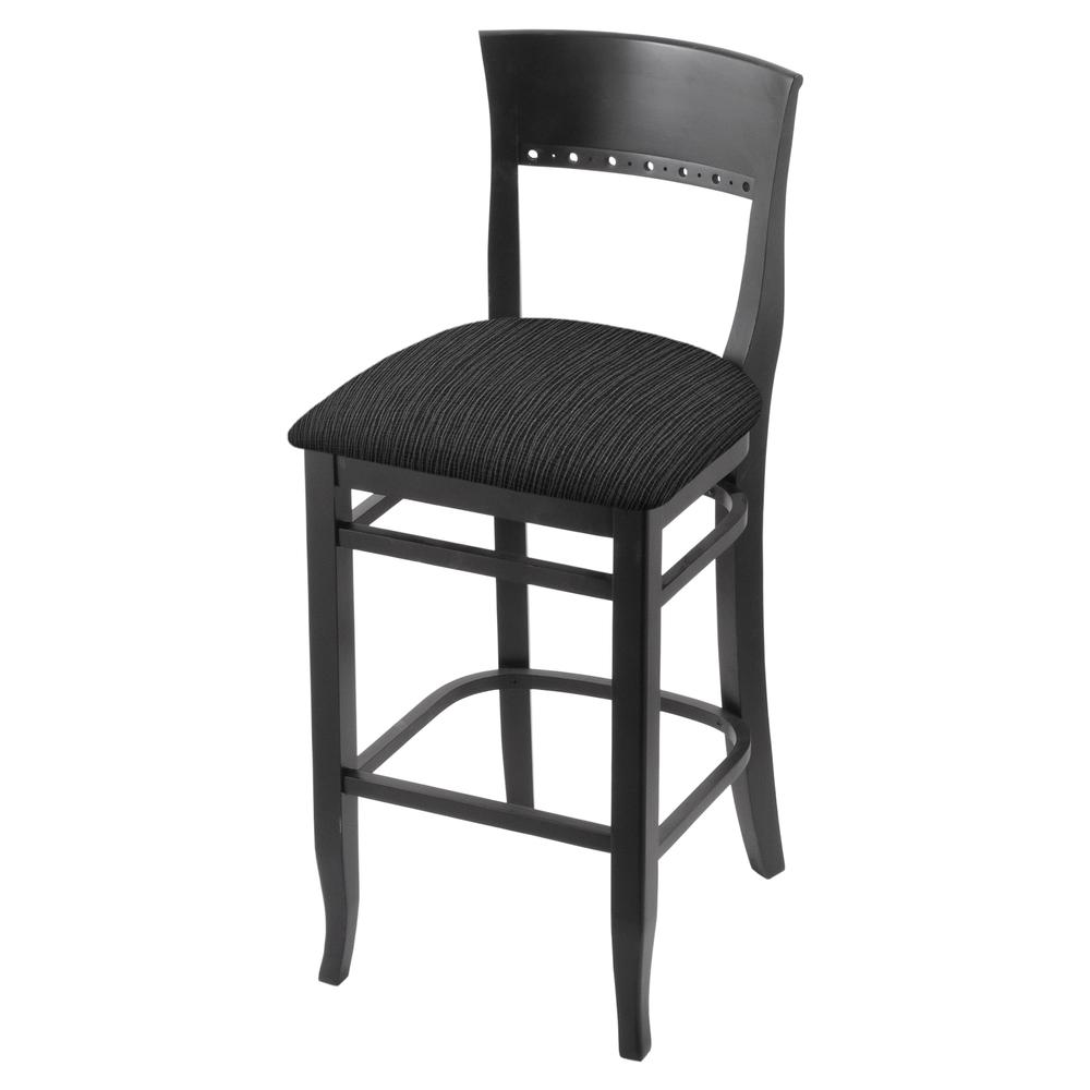 3160 30" Bar Stool with Black Finish and Graph Coal Seat. Picture 1