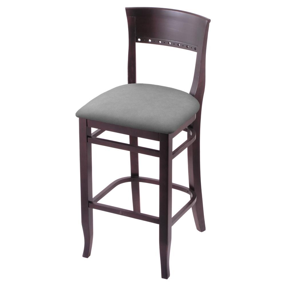 3160 30" Bar Stool with Dark Cherry Finish and Canter Folkstone Grey Seat. Picture 1