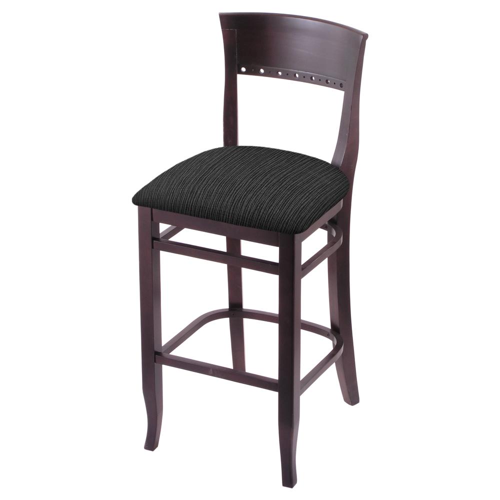 3160 30" Bar Stool with Dark Cherry Finish and Graph Coal Seat. Picture 1