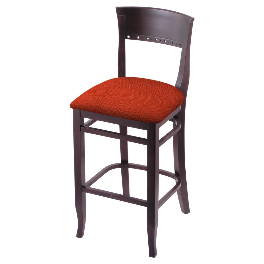 3160 30" Bar Stool with Dark Cherry Finish and Graph Poppy Seat. Picture 1