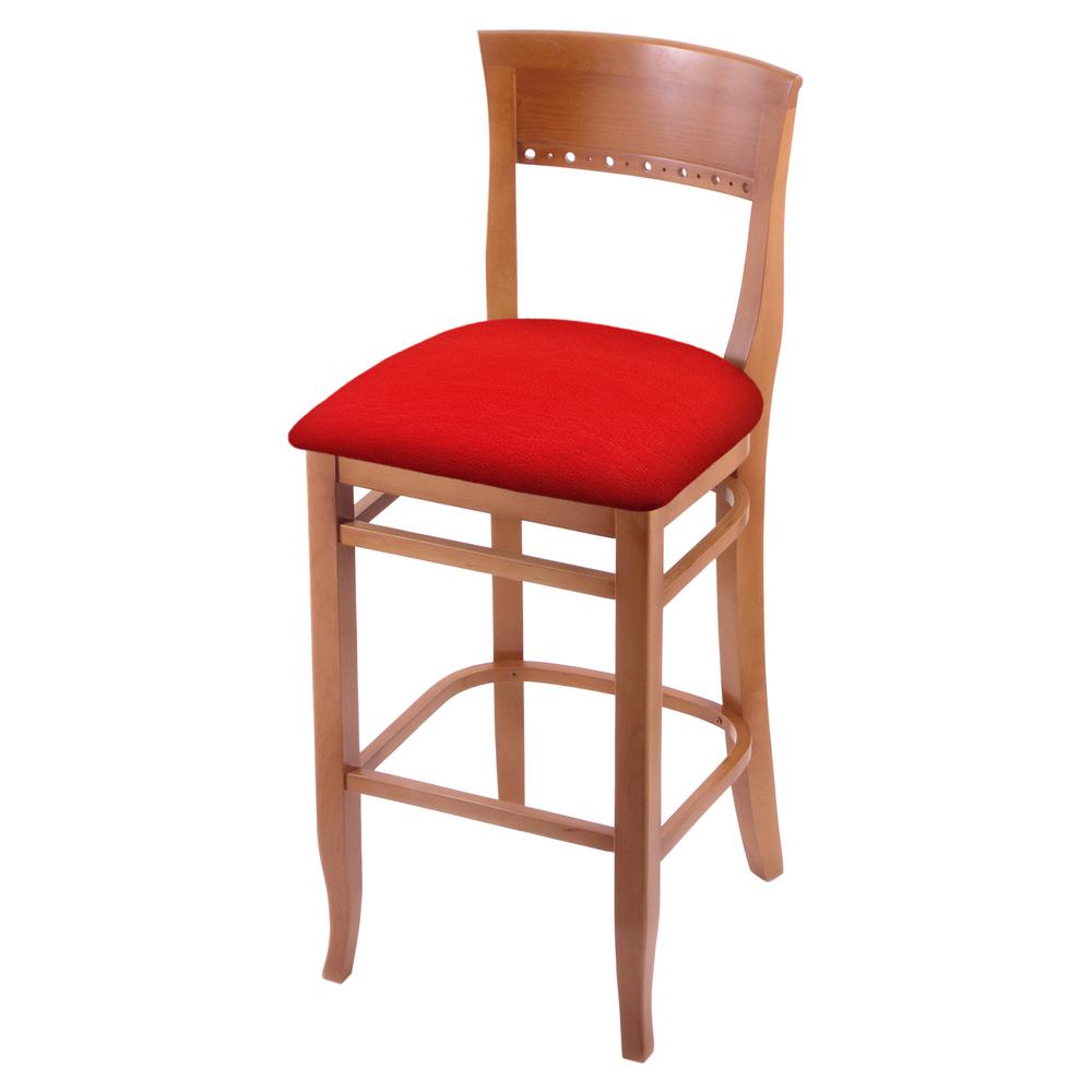 3160 30" Bar Stool with Medium Finish and Canter Red Seat. Picture 1