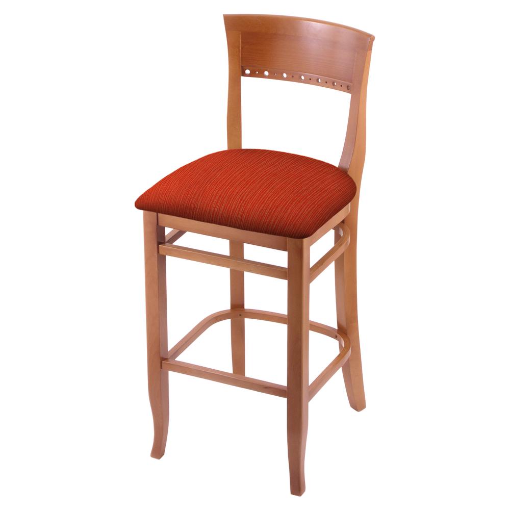 3160 30" Bar Stool with Medium Finish and Graph Poppy Seat. Picture 1