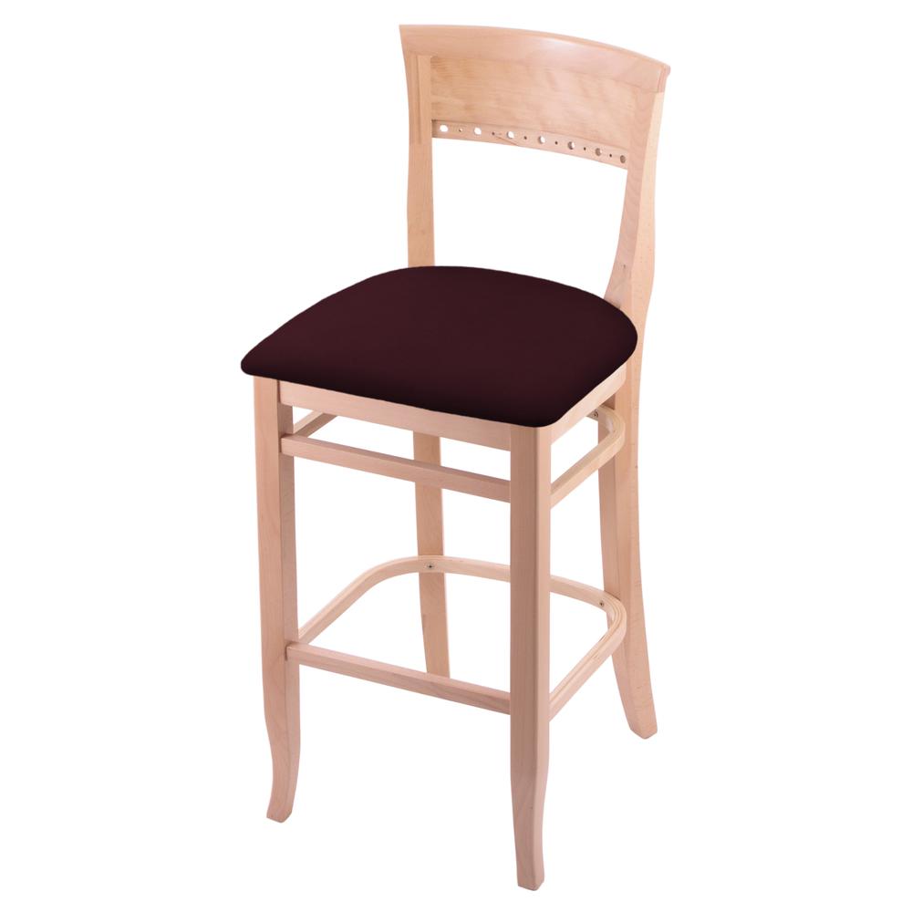 3160 30" Bar Stool with Natural Finish and Canter Bordeaux Seat. Picture 1