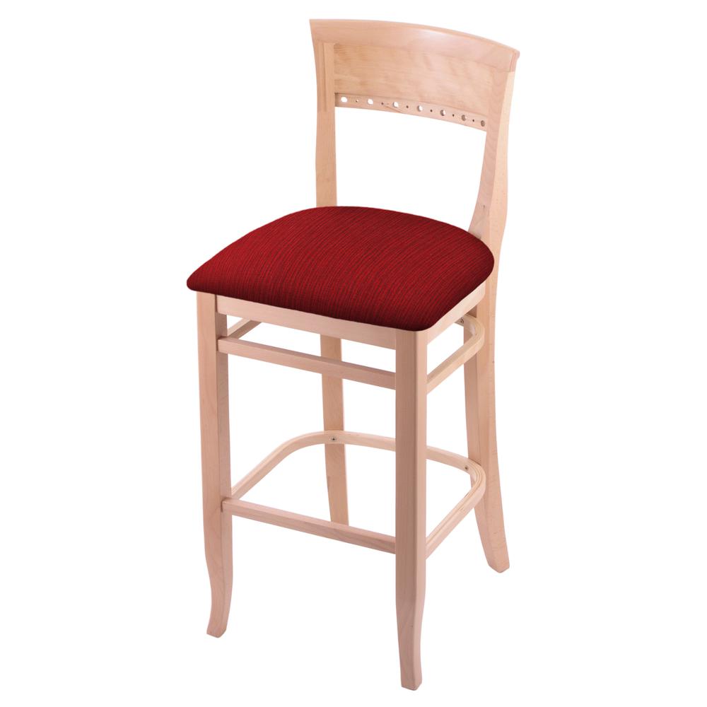 3160 30" Bar Stool with Natural Finish and Graph Ruby Seat. Picture 1