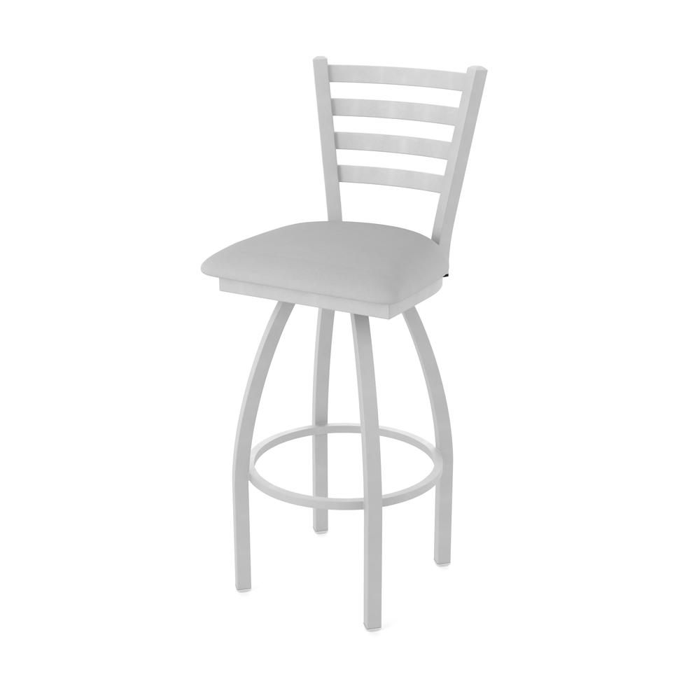 410 Jackie 36" Swivel Bar Stool with Anodized Nickel Finish and Canter Folkstone Grey Seat. Picture 1