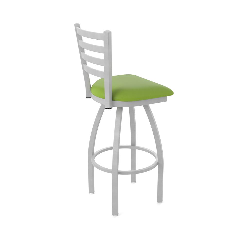 410 Jackie 36" Swivel Bar Stool with Anodized Nickel Finish and Canter Kiwi Green Seat. Picture 2
