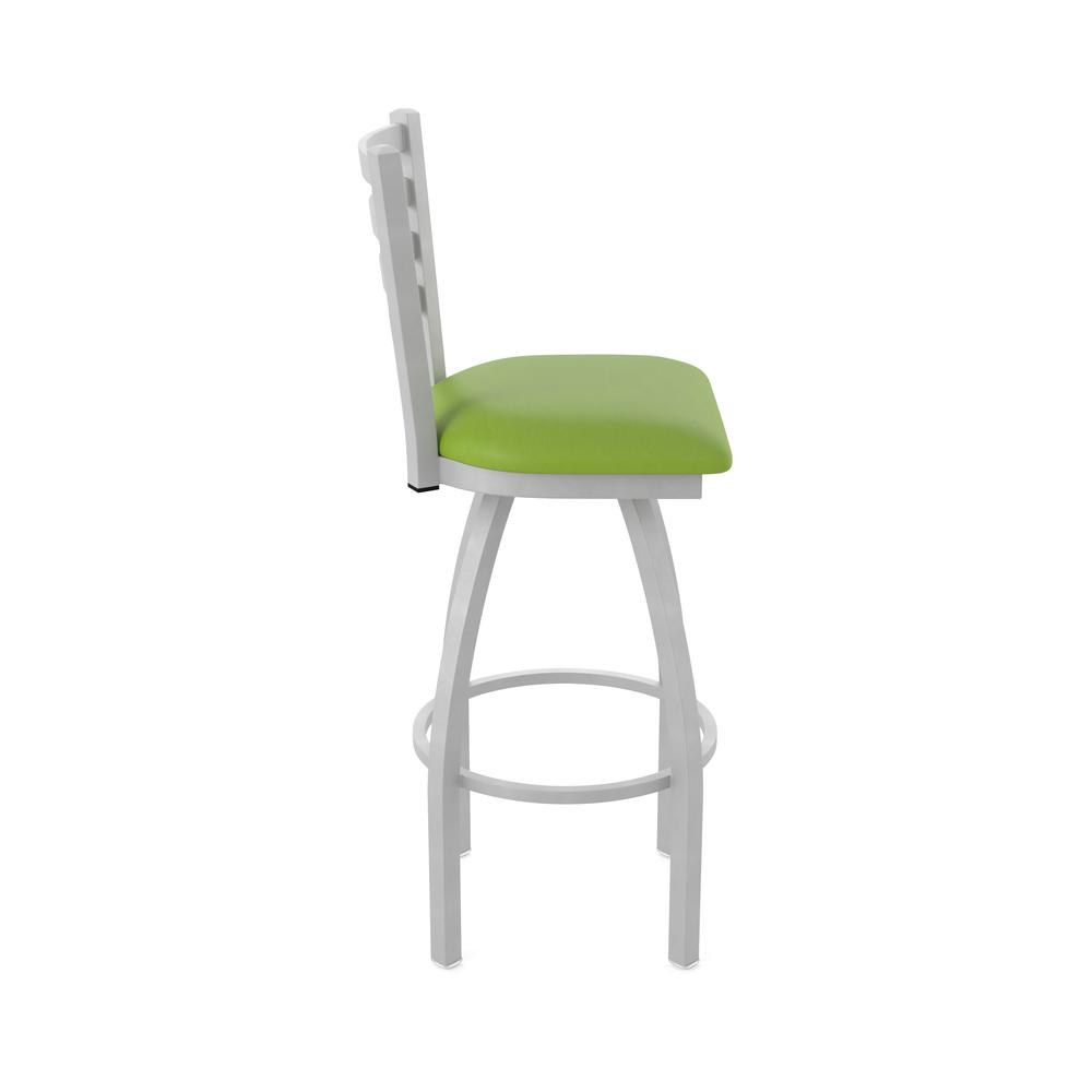 410 Jackie 36" Swivel Bar Stool with Anodized Nickel Finish and Canter Kiwi Green Seat. Picture 4