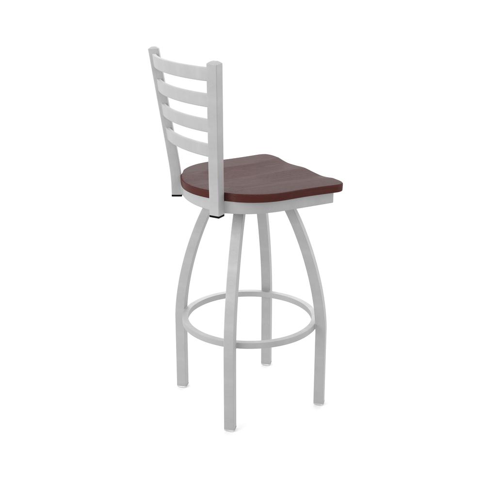 410 Jackie 36" Swivel Bar Stool with Anodized Nickel Finish and Dark Cherry Oak Seat. Picture 2