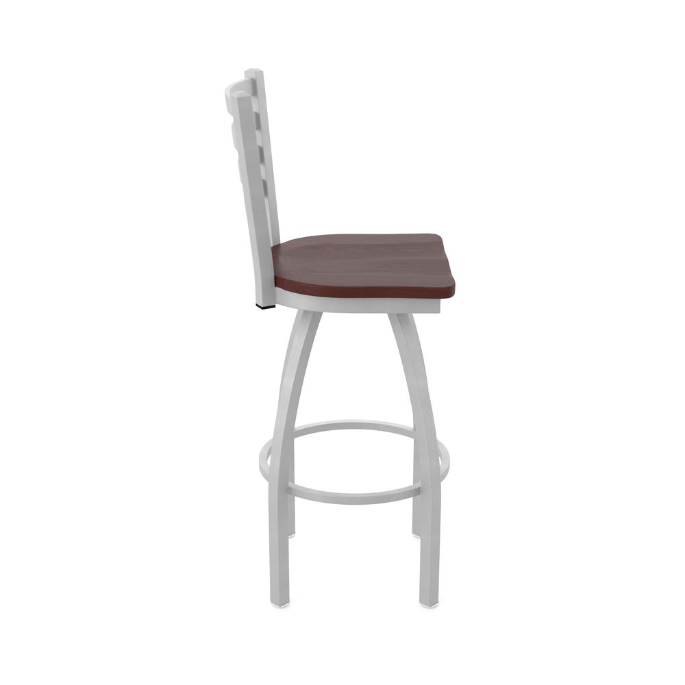 410 Jackie 36" Swivel Bar Stool with Anodized Nickel Finish and Dark Cherry Oak Seat. Picture 4