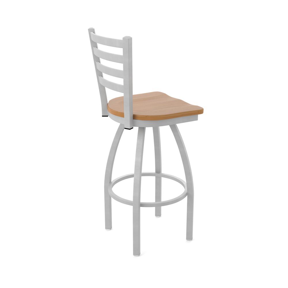 410 Jackie 36" Swivel Bar Stool with Anodized Nickel Finish and Medium Maple Seat. Picture 2