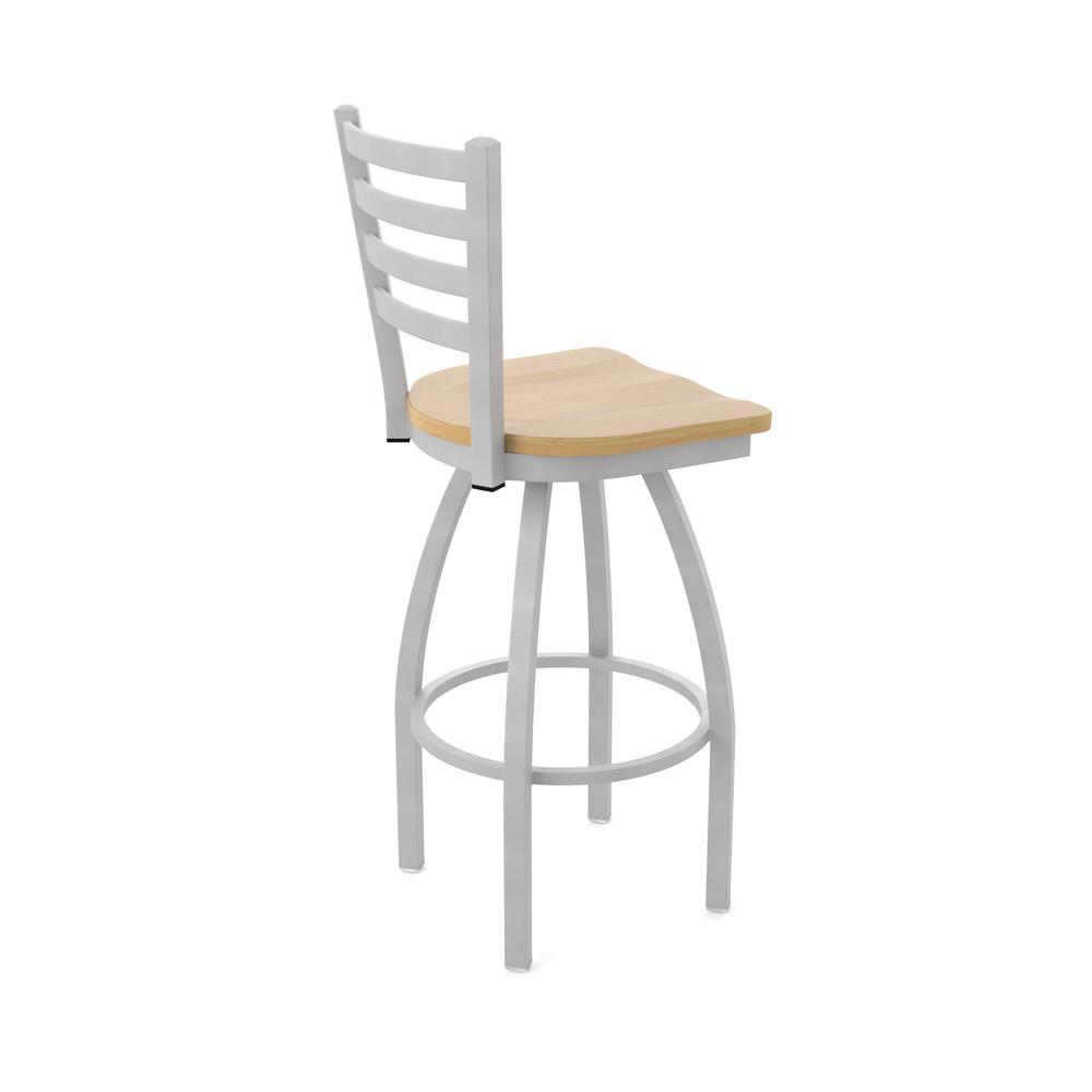 410 Jackie 36" Swivel Bar Stool with Anodized Nickel Finish and Natural Maple Seat. Picture 2