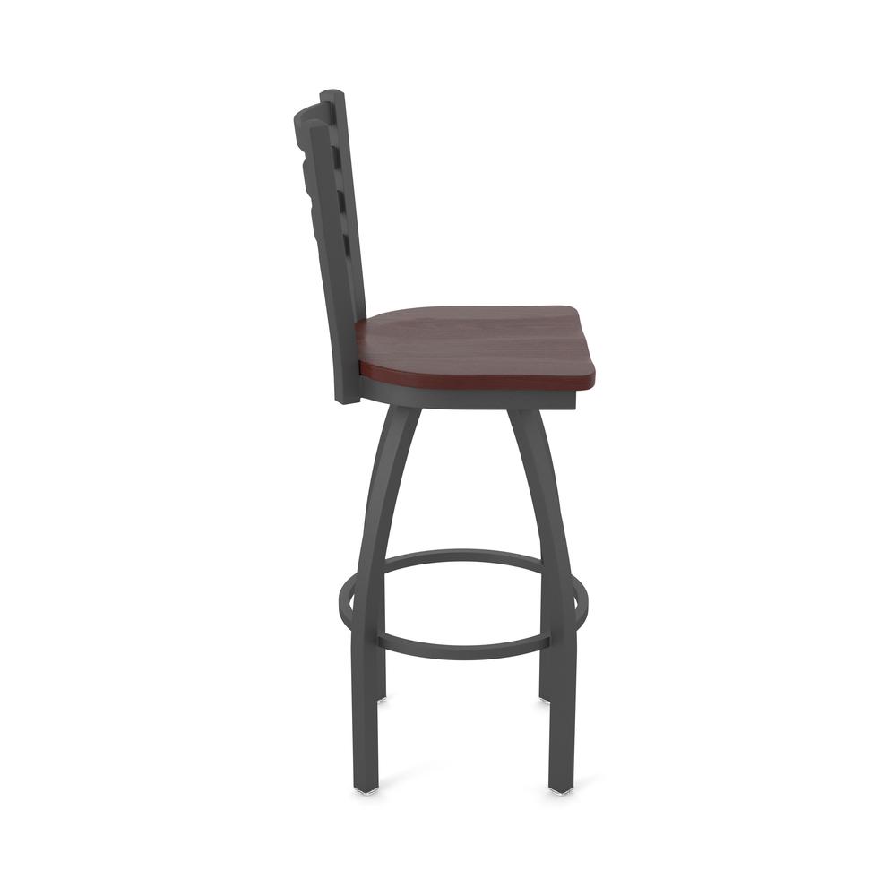 410 Jackie 36" Swivel Bar Stool with Pewter Finish and Dark Cherry Oak Seat. Picture 4