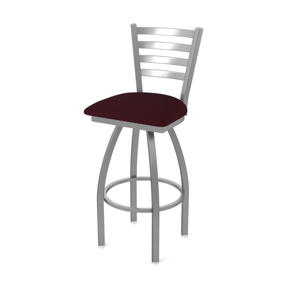 410 Jackie Stainless Steel 30" Swivel Bar Stool with Canter Bordeaux Seat. Picture 1