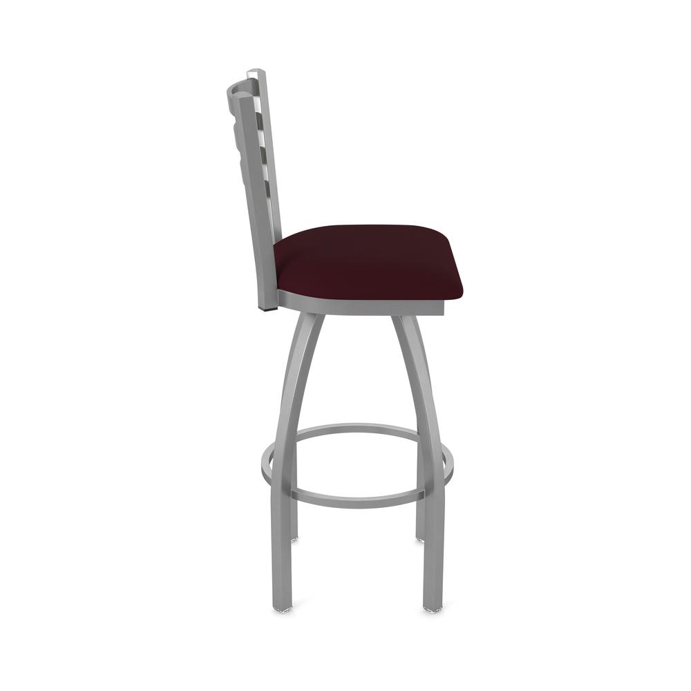 410 Jackie Stainless Steel 30" Swivel Bar Stool with Canter Bordeaux Seat. Picture 4