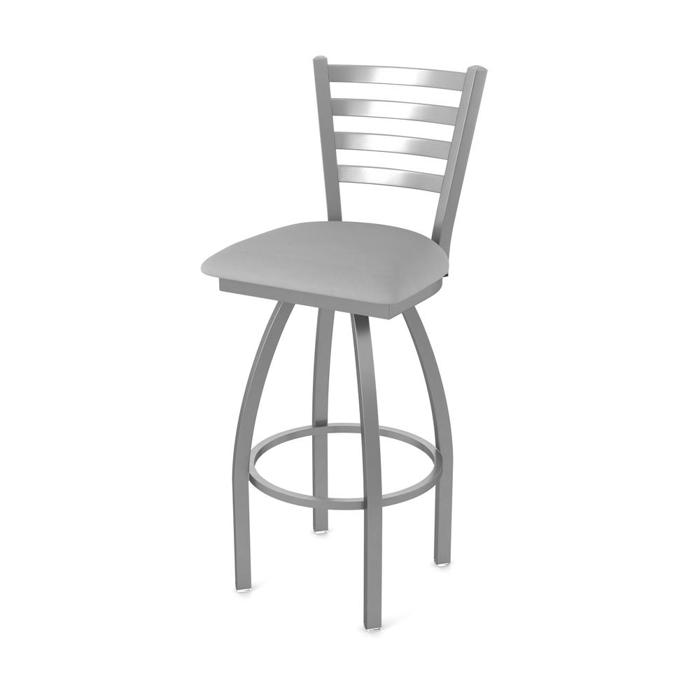 410 Jackie Stainless Steel 30" Swivel Bar Stool with Canter Folkstone Grey Seat. Picture 1