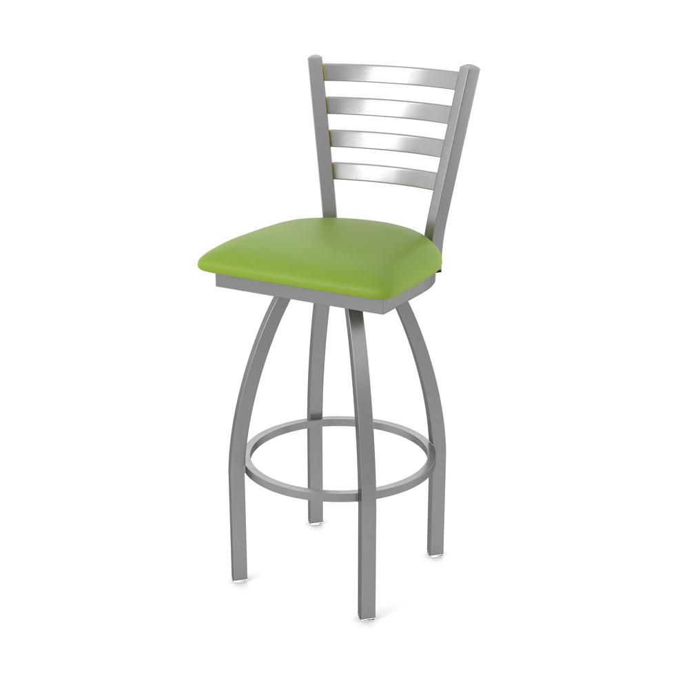 410 Jackie Stainless Steel 30" Swivel Bar Stool with Canter Kiwi Green Seat. Picture 1