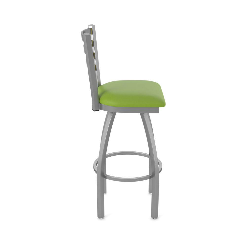 410 Jackie Stainless Steel 30" Swivel Bar Stool with Canter Kiwi Green Seat. Picture 4