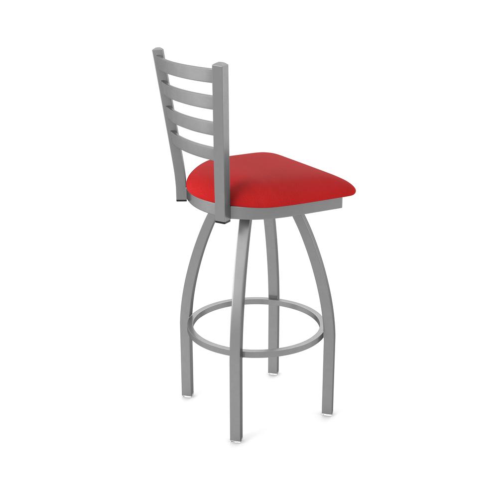 410 Jackie Stainless Steel 30" Swivel Bar Stool with Canter Red Seat. Picture 2