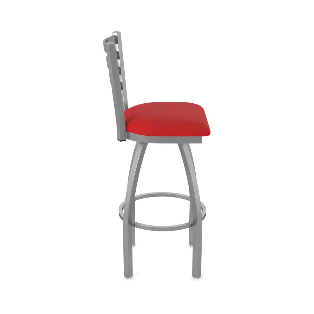 410 Jackie Stainless Steel 30" Swivel Bar Stool with Canter Red Seat. Picture 4