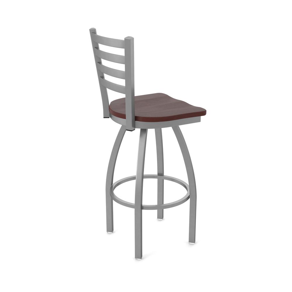 410 Jackie Stainless Steel 30" Swivel Bar Stool with Dark Cherry Oak Seat. Picture 2