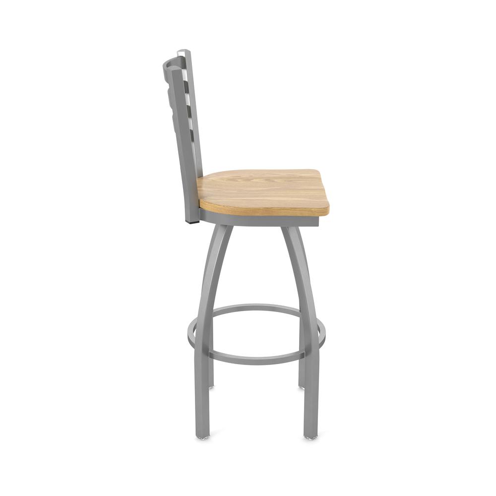 410 Jackie Stainless Steel 30" Swivel Counter Stool with Natural Oak Seat. Picture 4