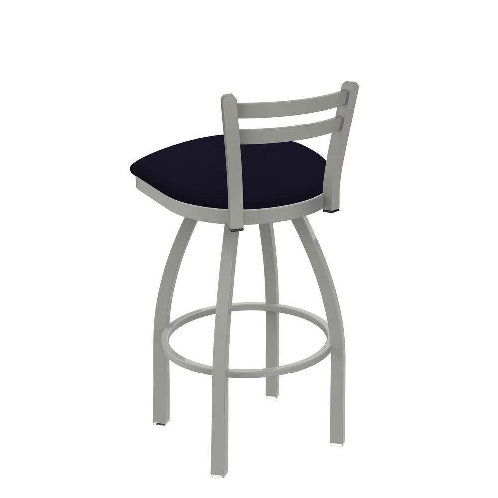 411 Jackie 30" Low Back Swivel Bar Stool with Anodized Nickel Finish and Canter Twilight Seat. Picture 3