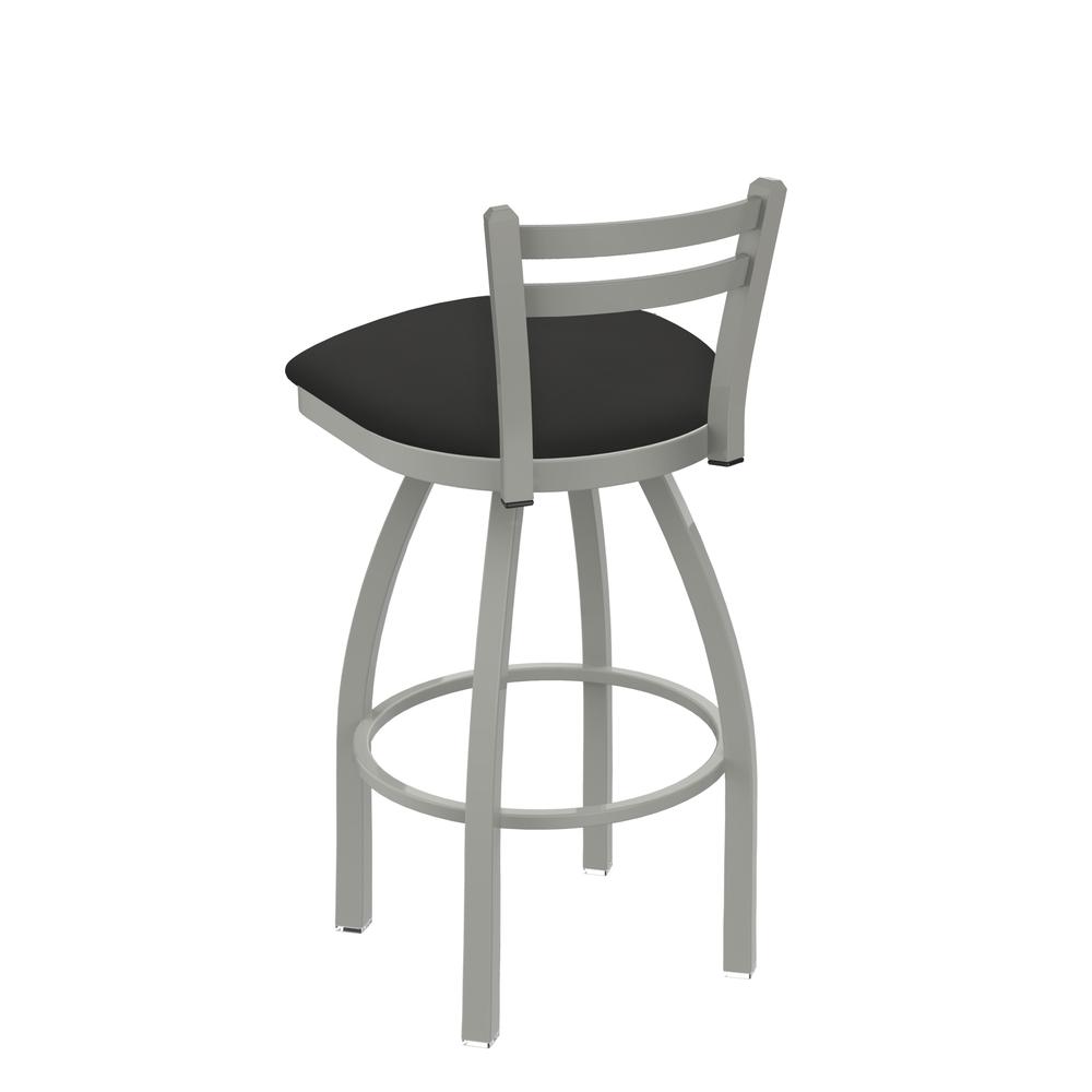 411 Jackie 30" Low Back Swivel Bar Stool with Anodized Nickel Finish and Canter Iron Seat. Picture 3