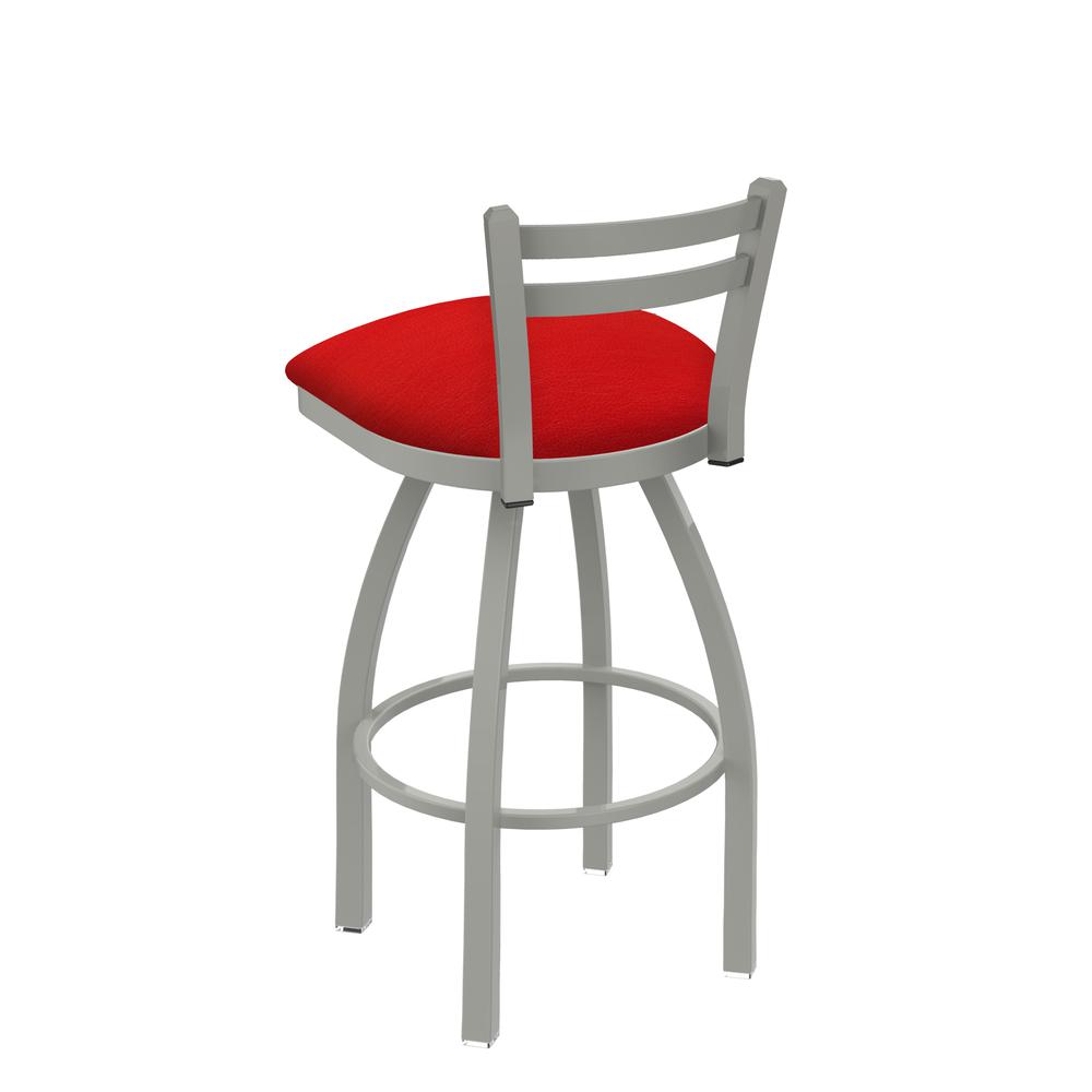 411 Jackie 30" Low Back Swivel Bar Stool with Anodized Nickel Finish and Canter Red Seat. Picture 3