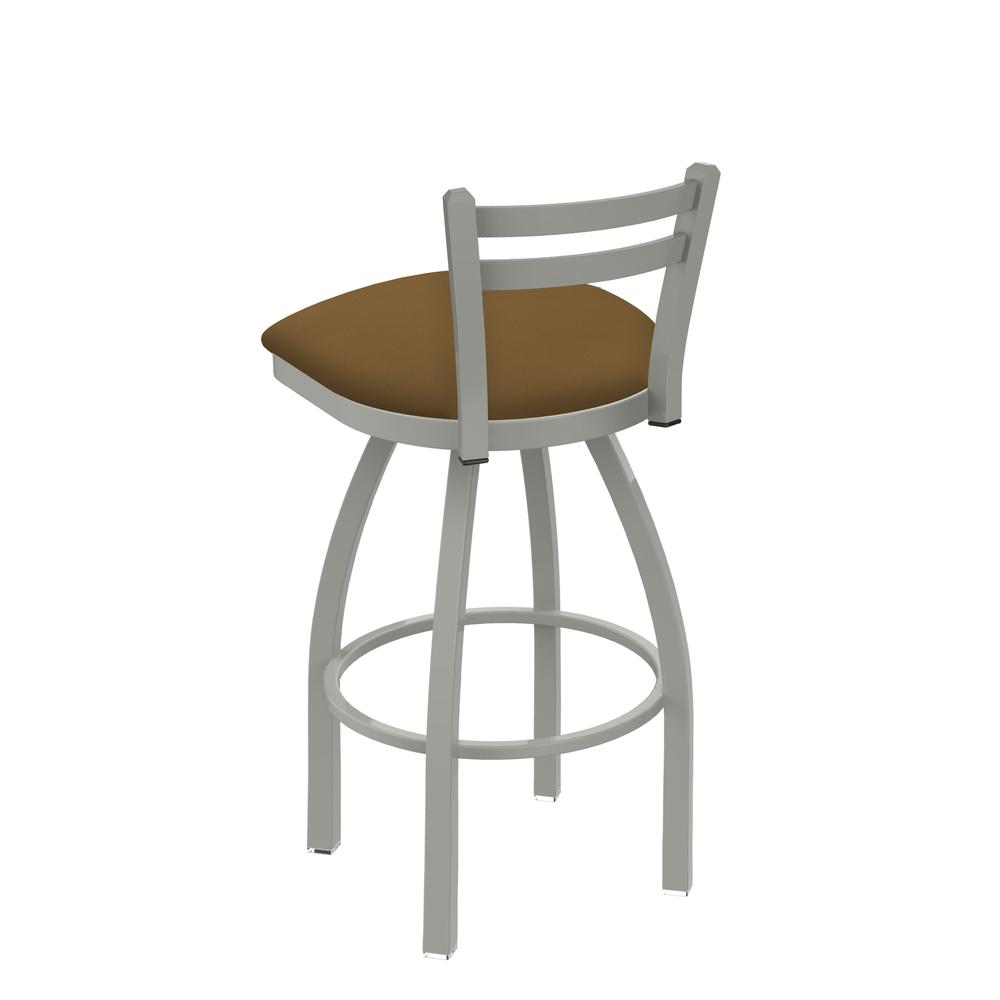411 Jackie 30" Low Back Swivel Bar Stool with Anodized Nickel Finish and Canter Saddle Seat. Picture 3