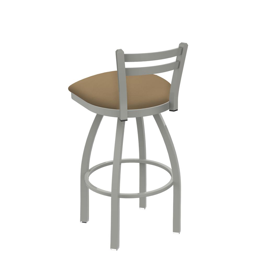 411 Jackie 30" Low Back Swivel Bar Stool with Anodized Nickel Finish and Canter Sand Seat. Picture 3