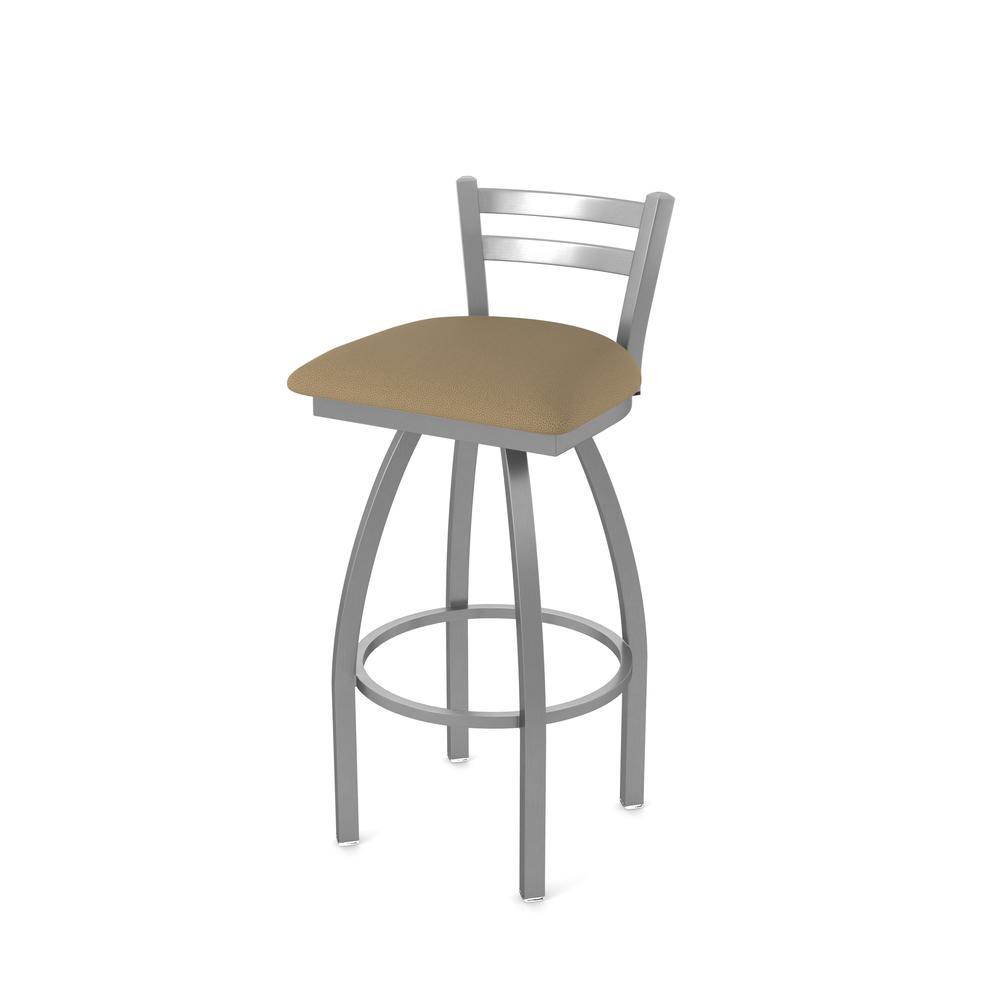 411 Jackie Low Back Stainless Steel 30" Swivel Bar Stool with Canter Thatch Seat. Picture 6