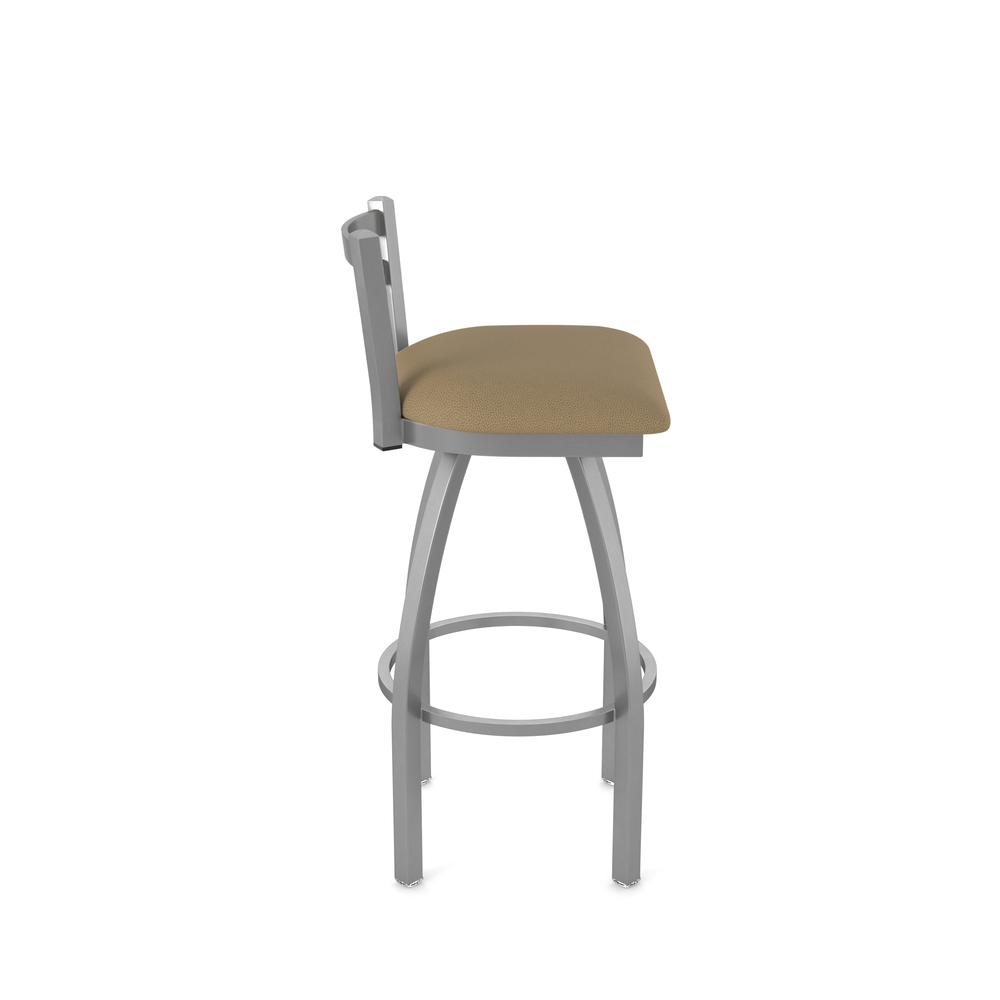 411 Jackie Low Back Stainless Steel 30" Swivel Bar Stool with Canter Thatch Seat. Picture 3