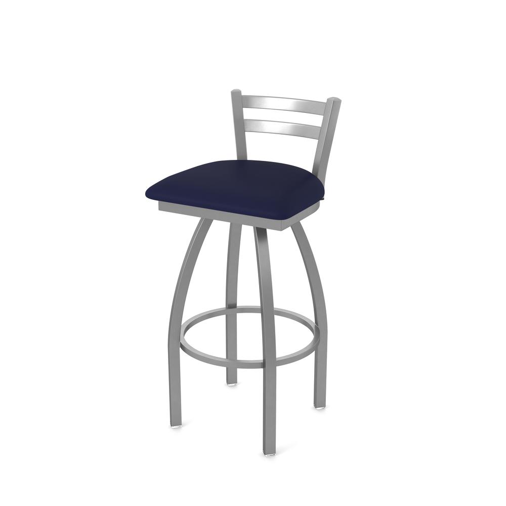 411 Jackie Low Back Stainless Steel 30" Swivel Bar Stool with Canter Twilight Seat. Picture 1