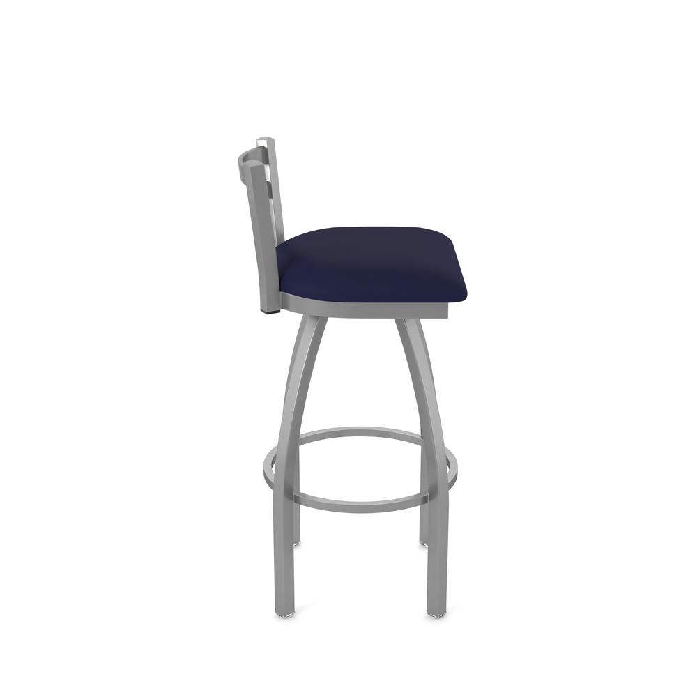 411 Jackie Low Back Stainless Steel 30" Swivel Bar Stool with Canter Twilight Seat. Picture 4