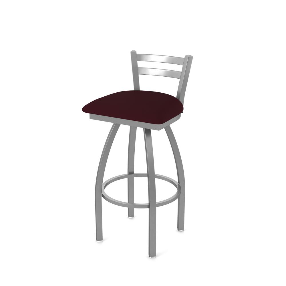 411 Jackie Low Back Stainless Steel 30" Swivel Bar Stool with Canter Bordeaux Seat. Picture 1