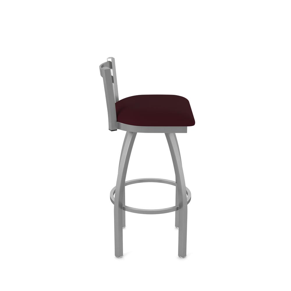 411 Jackie Low Back Stainless Steel 30" Swivel Bar Stool with Canter Bordeaux Seat. Picture 4
