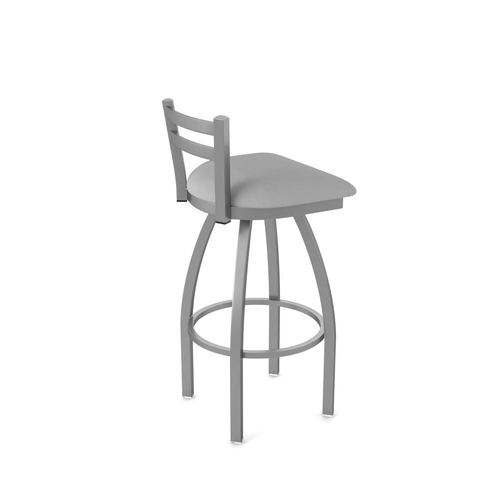411 Jackie Low Back Stainless Steel 30" Swivel Bar Stool with Canter Folkstone Grey Seat. Picture 2