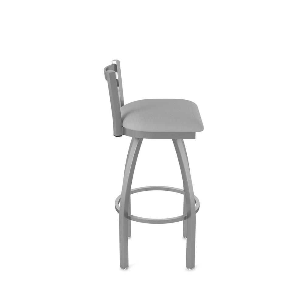 411 Jackie Low Back Stainless Steel 30" Swivel Bar Stool with Canter Folkstone Grey Seat. Picture 4