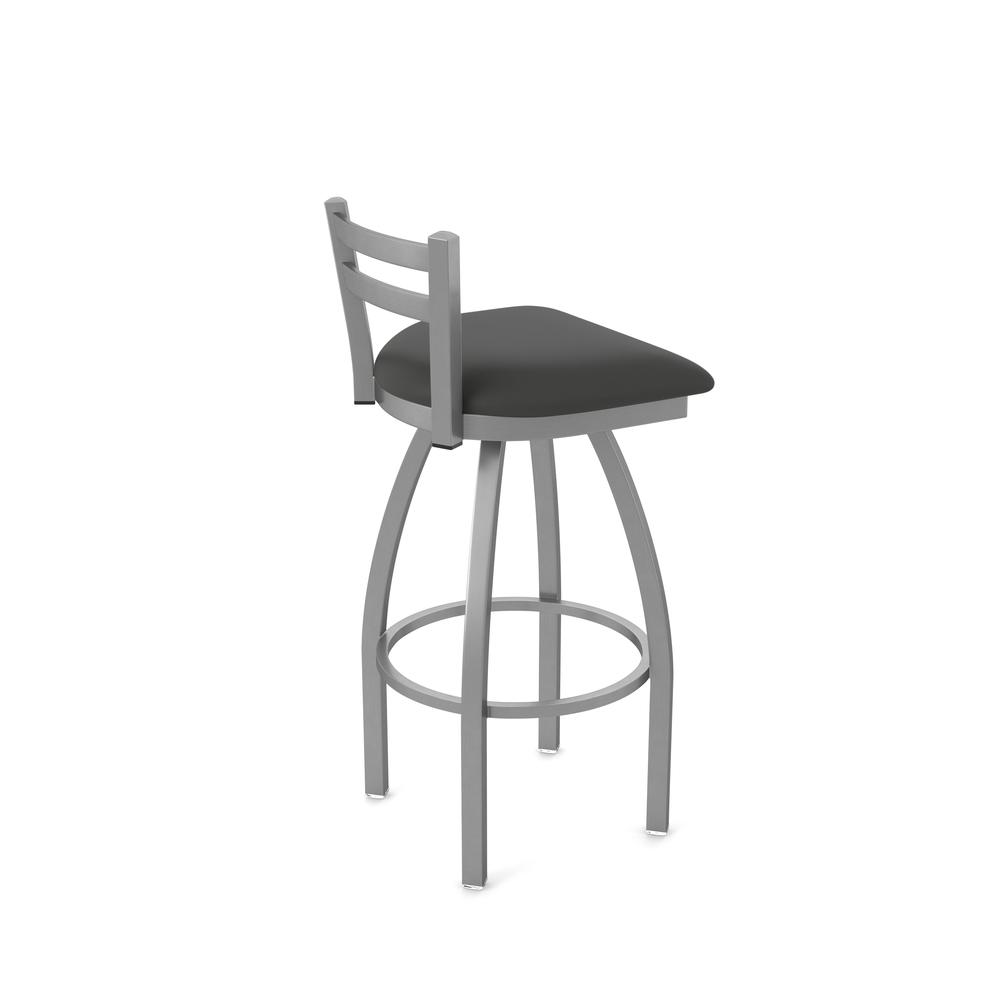 411 Jackie Low Back Stainless Steel 30" Swivel Bar Stool with Canter Iron Seat. Picture 2